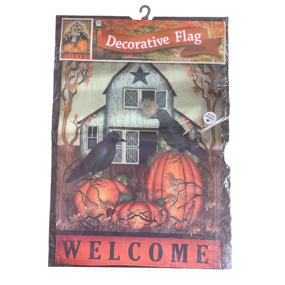 New WELCOME Decorative Double-Sided 13 in x 18 in Halloween/Fall Flag